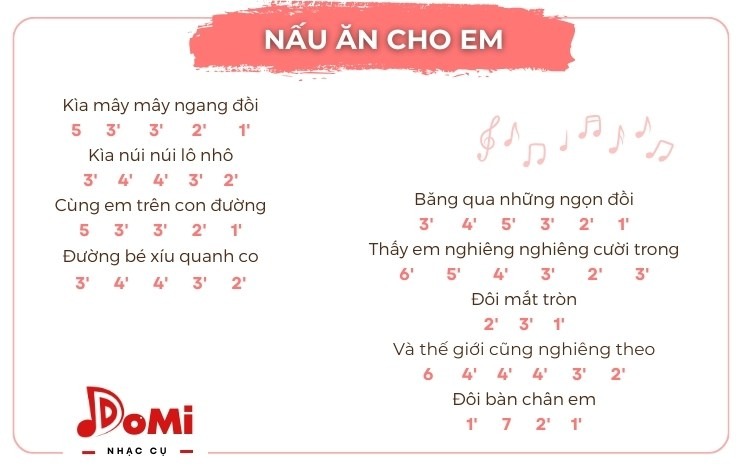 Tab Kalimba bài Nấu Ăn Cho Em