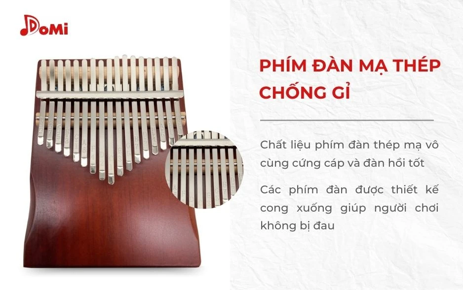 Phím đàn Kalimba Basic 17 phím gỗ gụ nguyên khối làm từ mạ thép chống gỉ