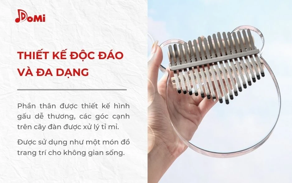 Thiết kế đàn kalimba trong suốt hình gấu 17 phím
