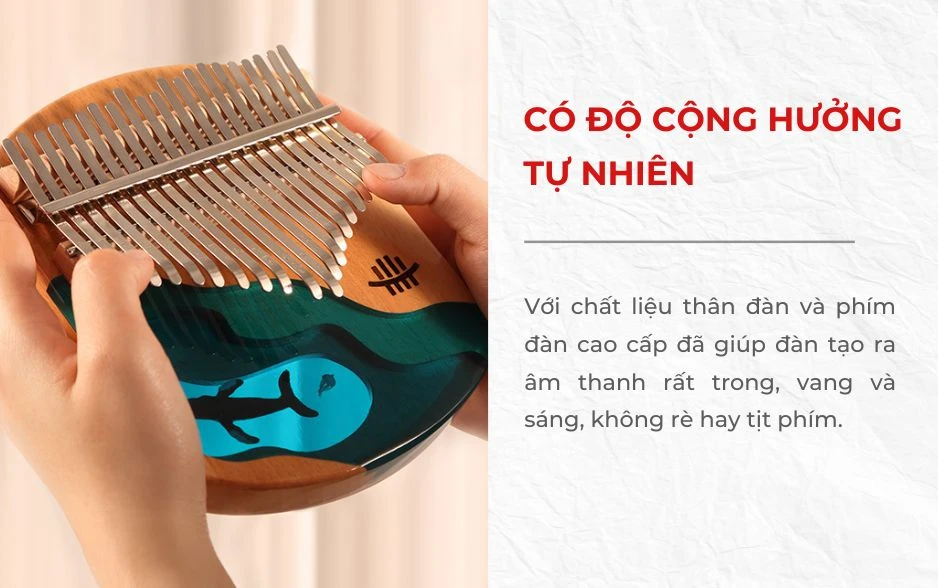 Âm thanh đàn Kalimba Hluru Resin hình cá voi biển 17 phím