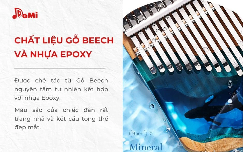 Chất liệu đàn Kalimba Hluru Resin hình cá voi biển 17 phím
