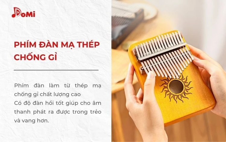 Phiên bản mạ thép chống gỉ của đàn Kalimba hình hộp mặt trời 17 phím Mahogany