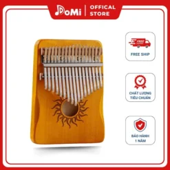 Đàn Kalimba Hộp Hình Mặt Trời 17 Phím Gỗ Mahogany Màu Vàng