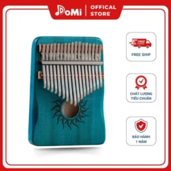 Đàn Kalimba Hộp Hình Mặt Trời 17 Phím Gỗ Mahogany Màu Xanh Biển