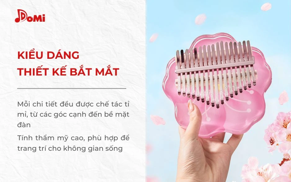 Thiết kế đàn kalimba hoa anh đào trong suốt 17 phím