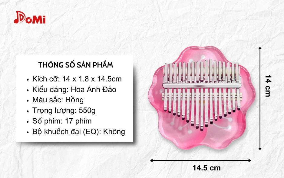 Thông số đàn kalimba hoa anh đào trong suốt 17 phím