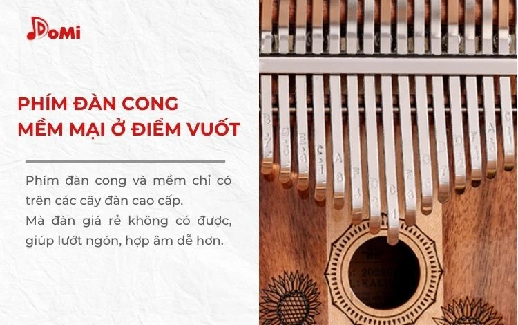 Phím cong của đàn Kalimba hộp Hluru 17 phím hướng dương