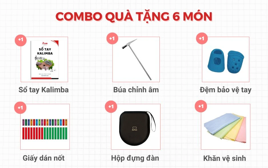 Phụ kiện tặng kèm đàn Kalimba Calloway 17 Phím Hình Gấu Gỗ Sồi