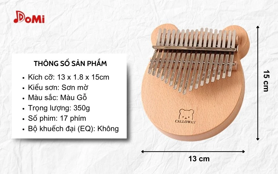 Thông số đàn kalimba Calloway 17 Phím Hình Gấu